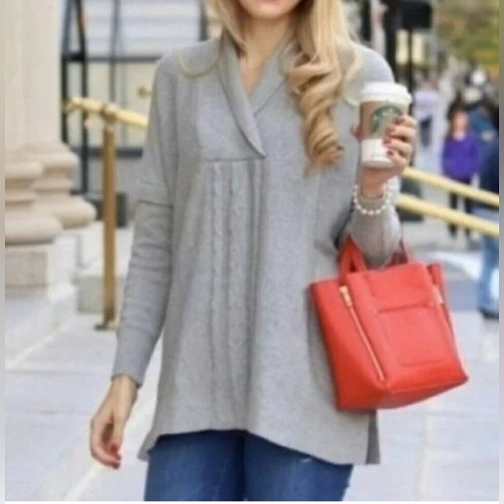 CAbi Light Gray V-Neck Sweater Style 3303